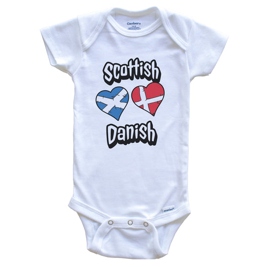 Scottish Danish Flag Heart Combo Scotland Denmark Baby Bodysuit