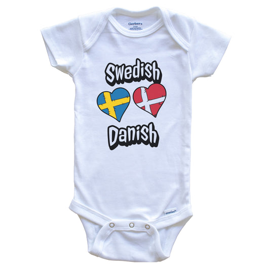 Swedish Danish Flag Heart Combo Sweden Denmark Baby Bodysuit