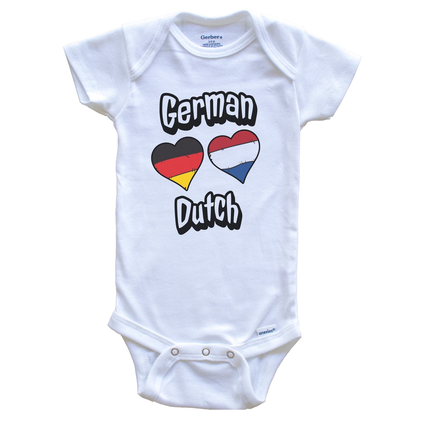 German Dutch Flag Heart Combo Germany Netherlands Baby Bodysuit