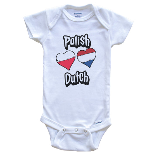 Polish Dutch Flag Heart Combo Poland Netherlands Baby Bodysuit