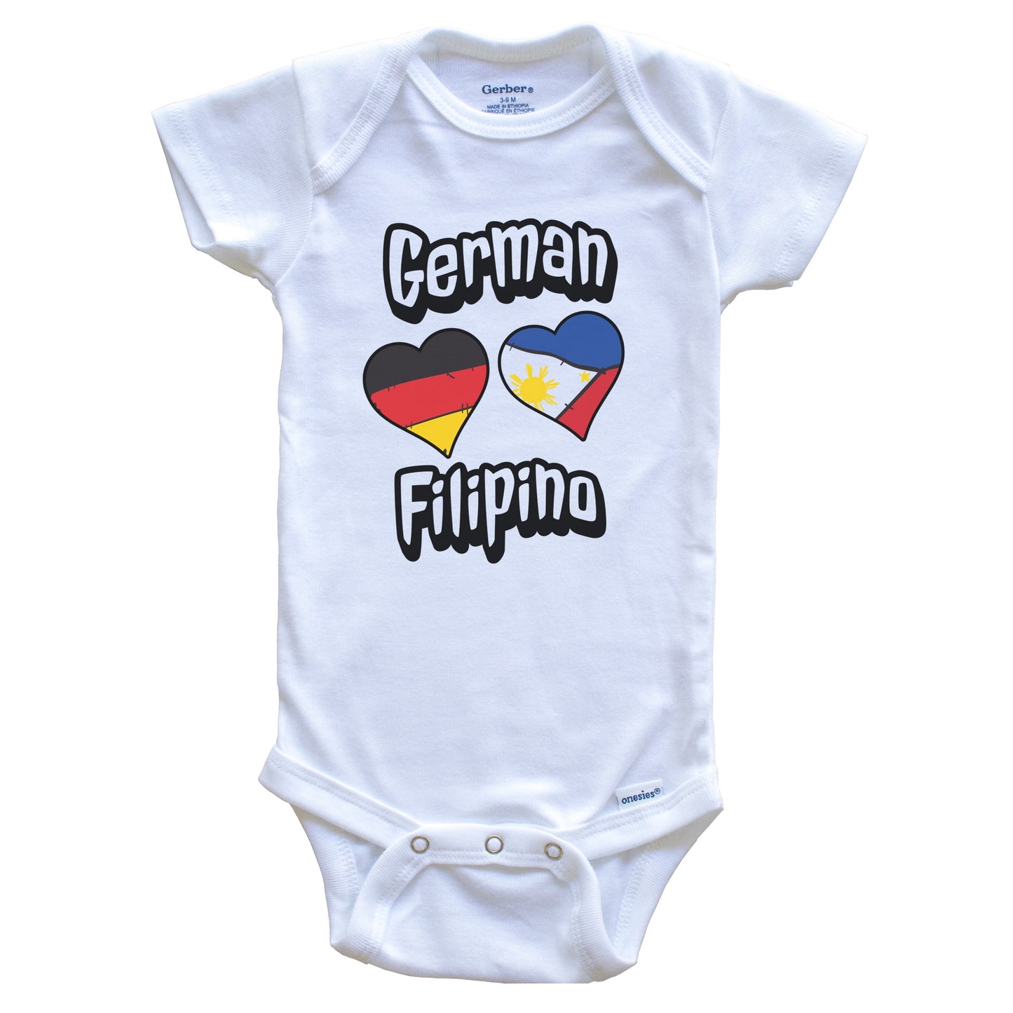 German Filipino Flag Heart Combo Germany Philippines Baby Bodysuit