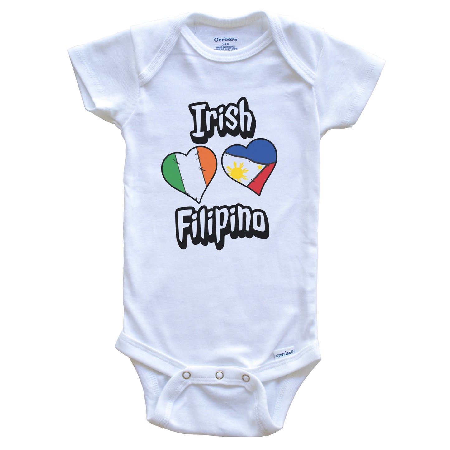 Irish Filipino Flag Heart Combo Ireland Philippines Baby Bodysuit
