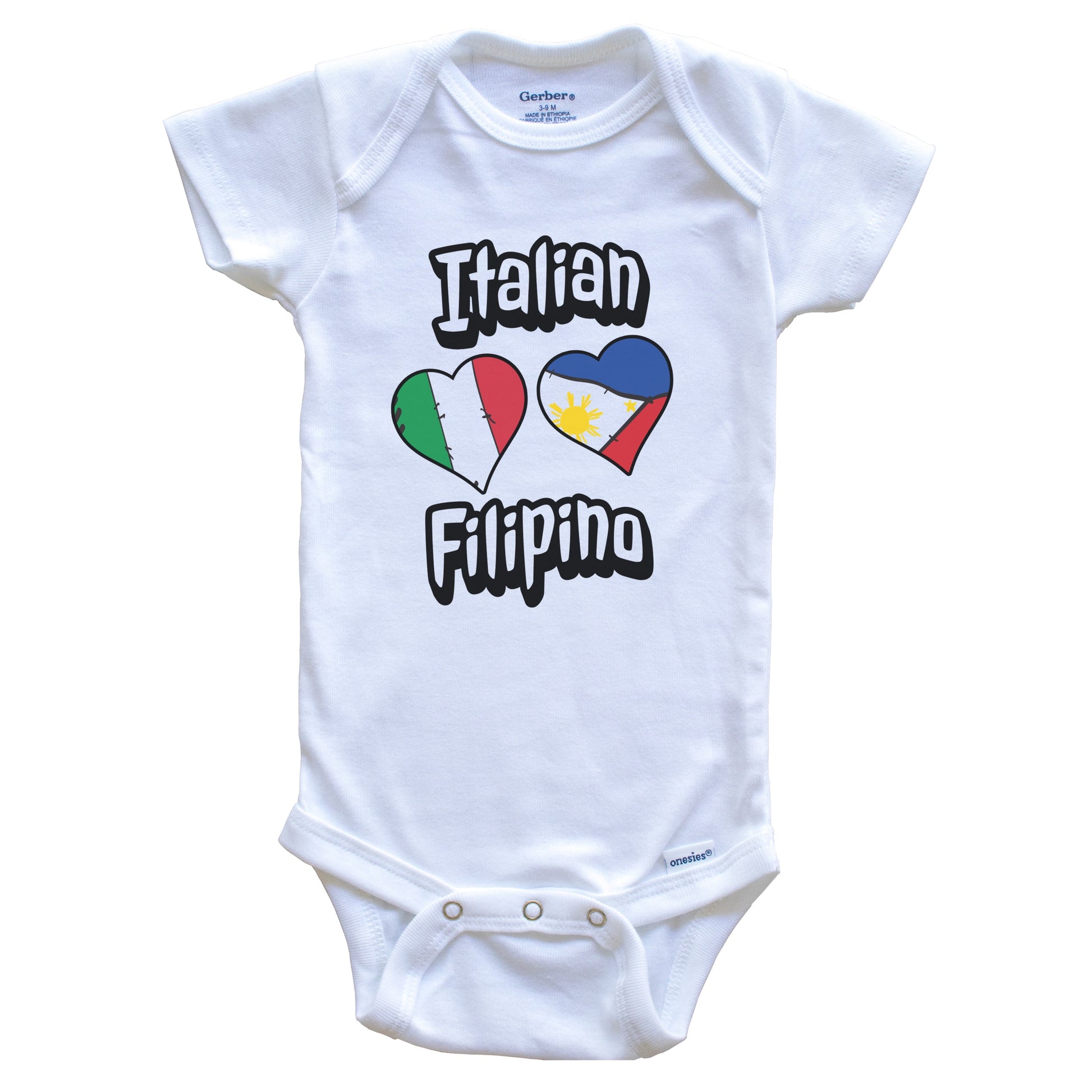Italian Filipino Flag Heart Combo Italy Philippines Baby Bodysuit