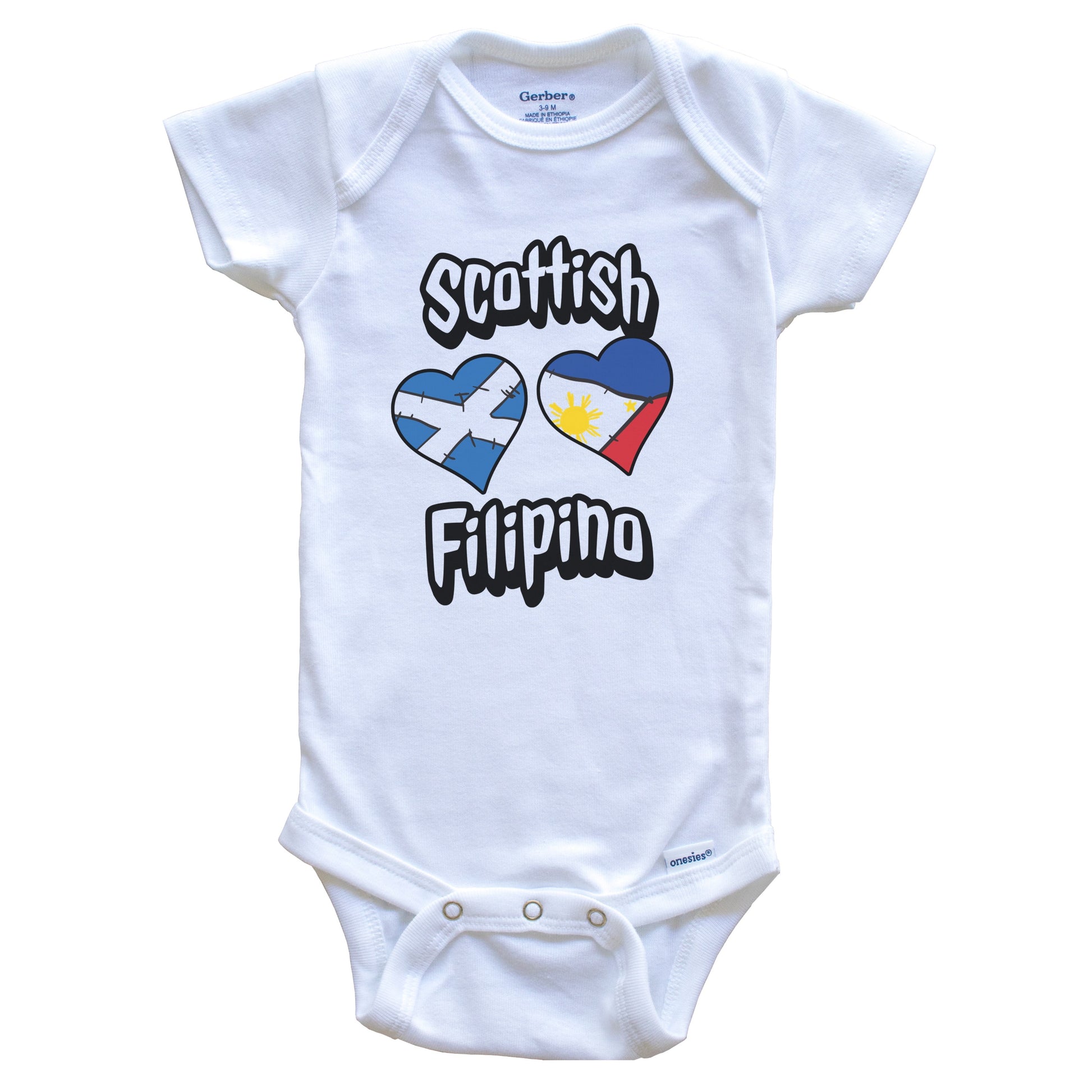 Scottish Filipino Flag Heart Combo Scotland Philippines Baby Bodysuit