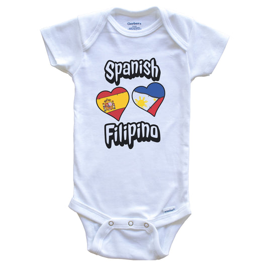 Spanish Filipino Flag Heart Combo Spain Philippines Baby Bodysuit