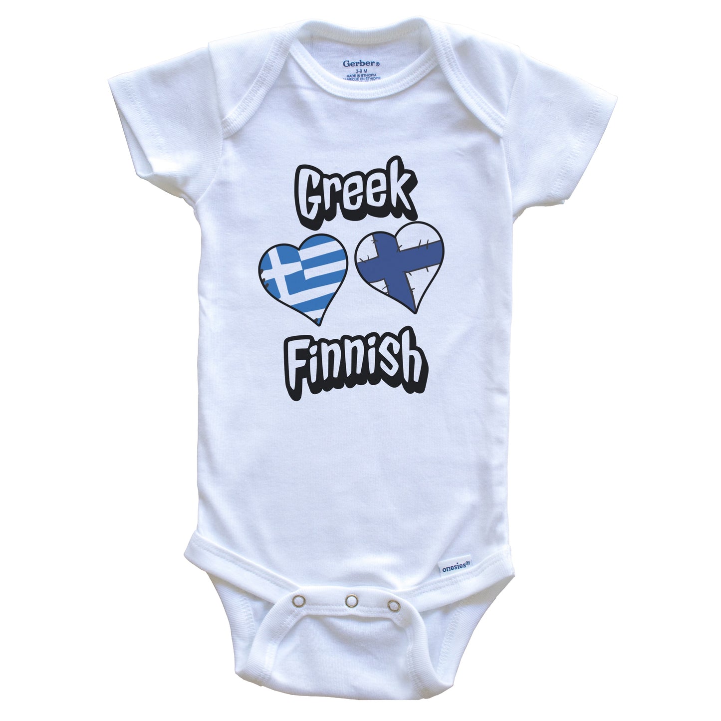 Greek Finnish Flag Heart Combo Greece Finland Baby Bodysuit