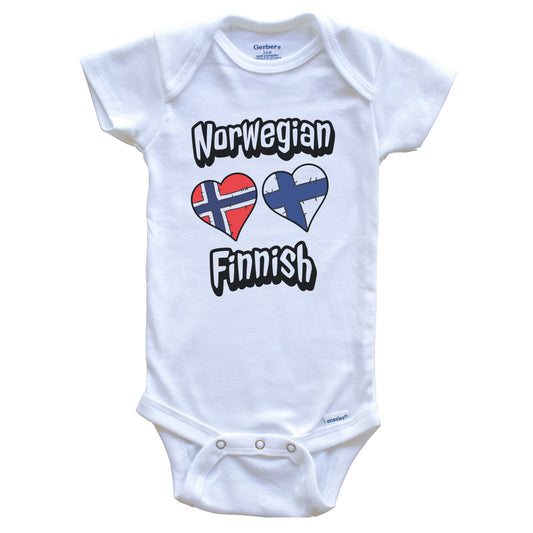 Norwegian Finnish Flag Heart Combo Norway Finland Baby Bodysuit