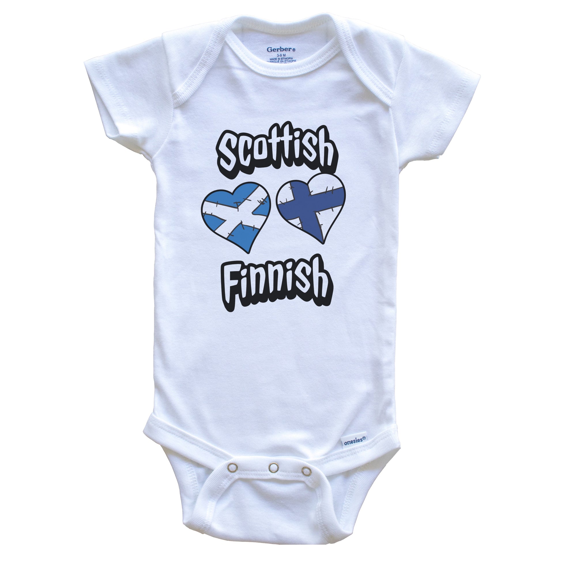 Scottish Finnish Flag Heart Combo Scotland Finland Baby Bodysuit