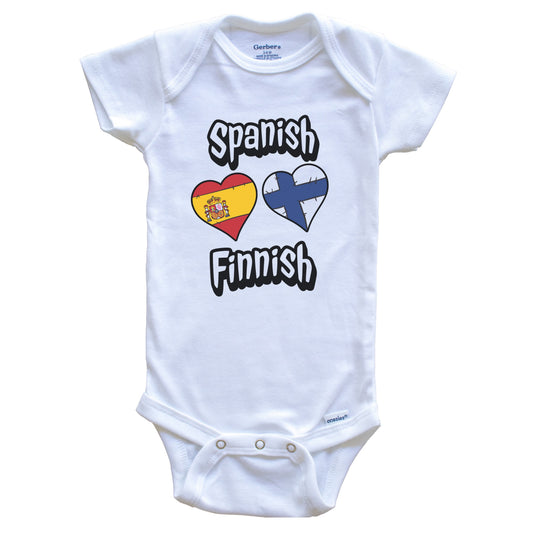 Spanish Finnish Flag Heart Combo Spain Finland Baby Bodysuit