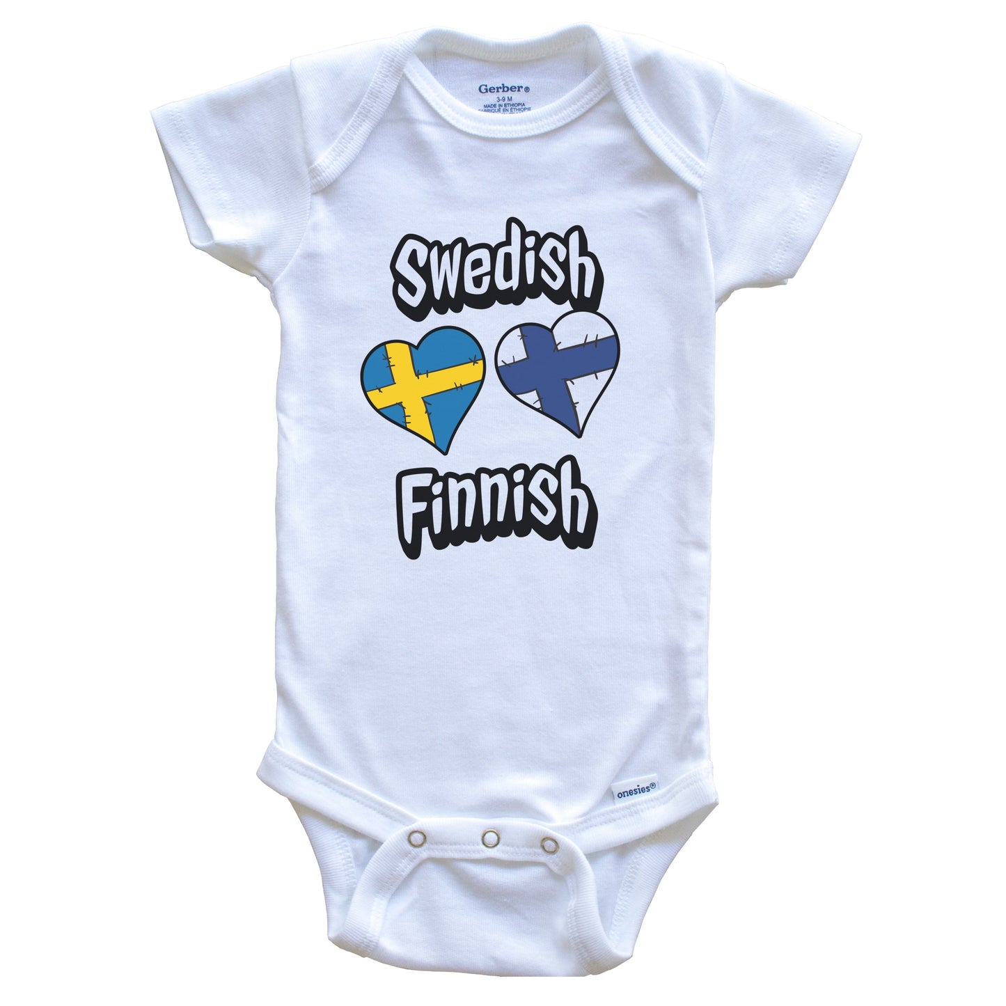 Swedish Finnish Flag Heart Combo Sweden Finland Baby Bodysuit