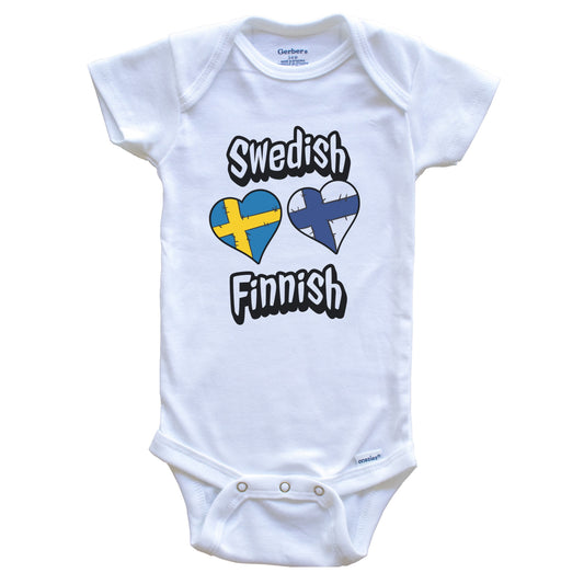 Swedish Finnish Flag Heart Combo Sweden Finland Baby Bodysuit