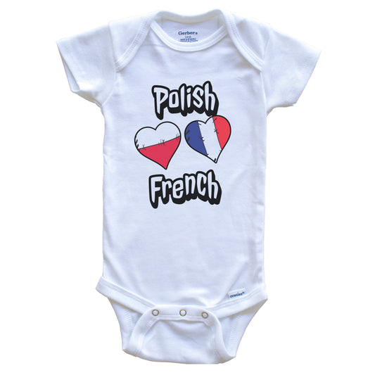 Polish French Flag Heart Combo Poland France Baby Bodysuit