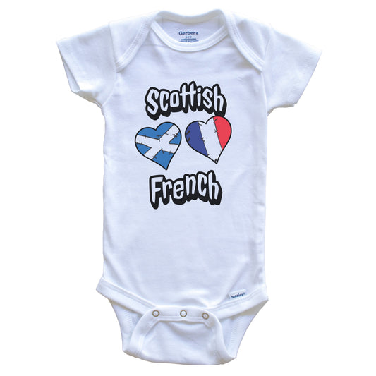 Scottish French Flag Heart Combo Scotland France Baby Bodysuit