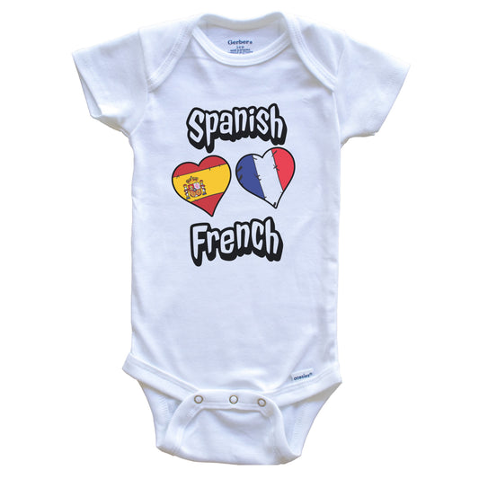 Spanish French Flag Heart Combo Spain France Baby Bodysuit