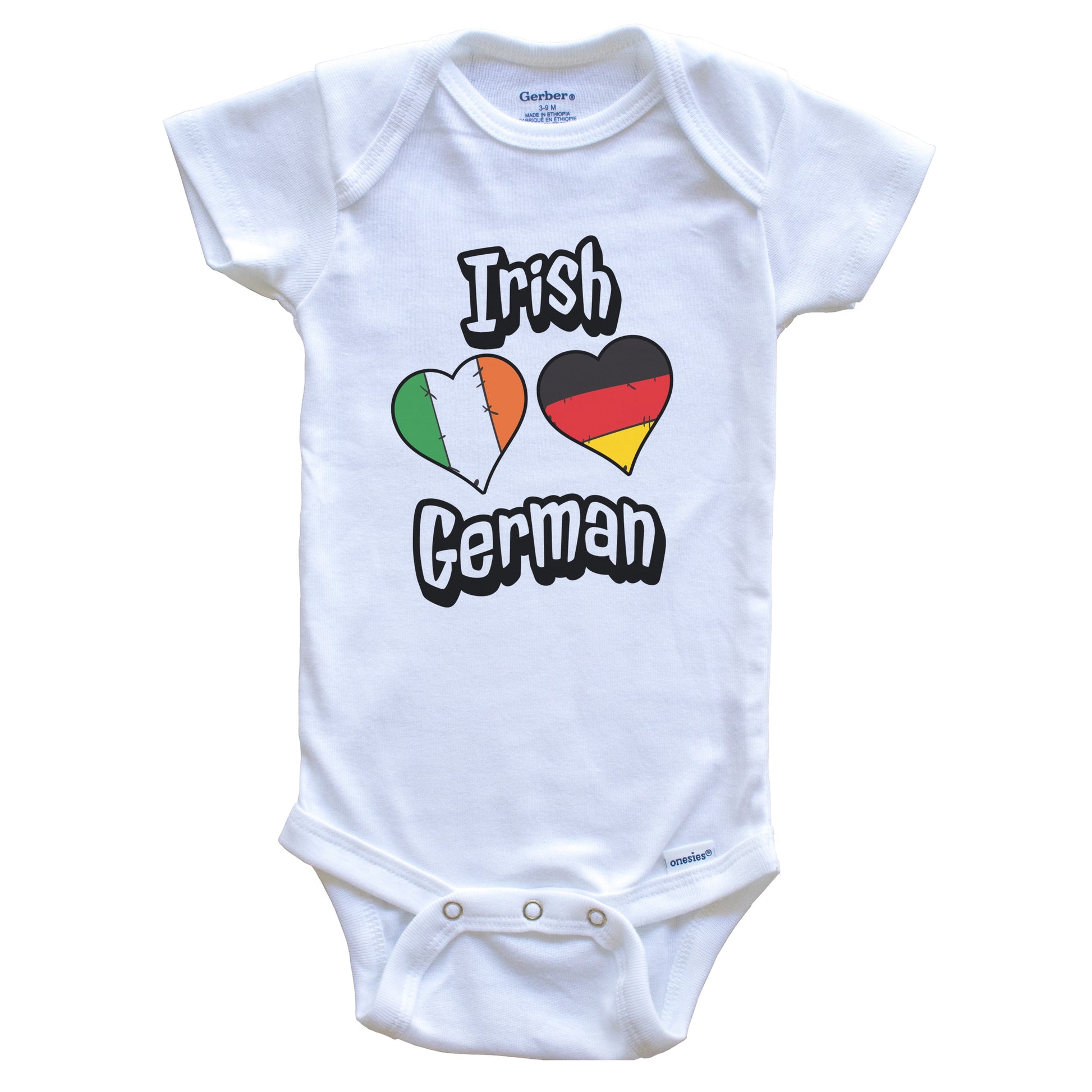 Irish German Flag Heart Combo Ireland Germany Baby Bodysuit