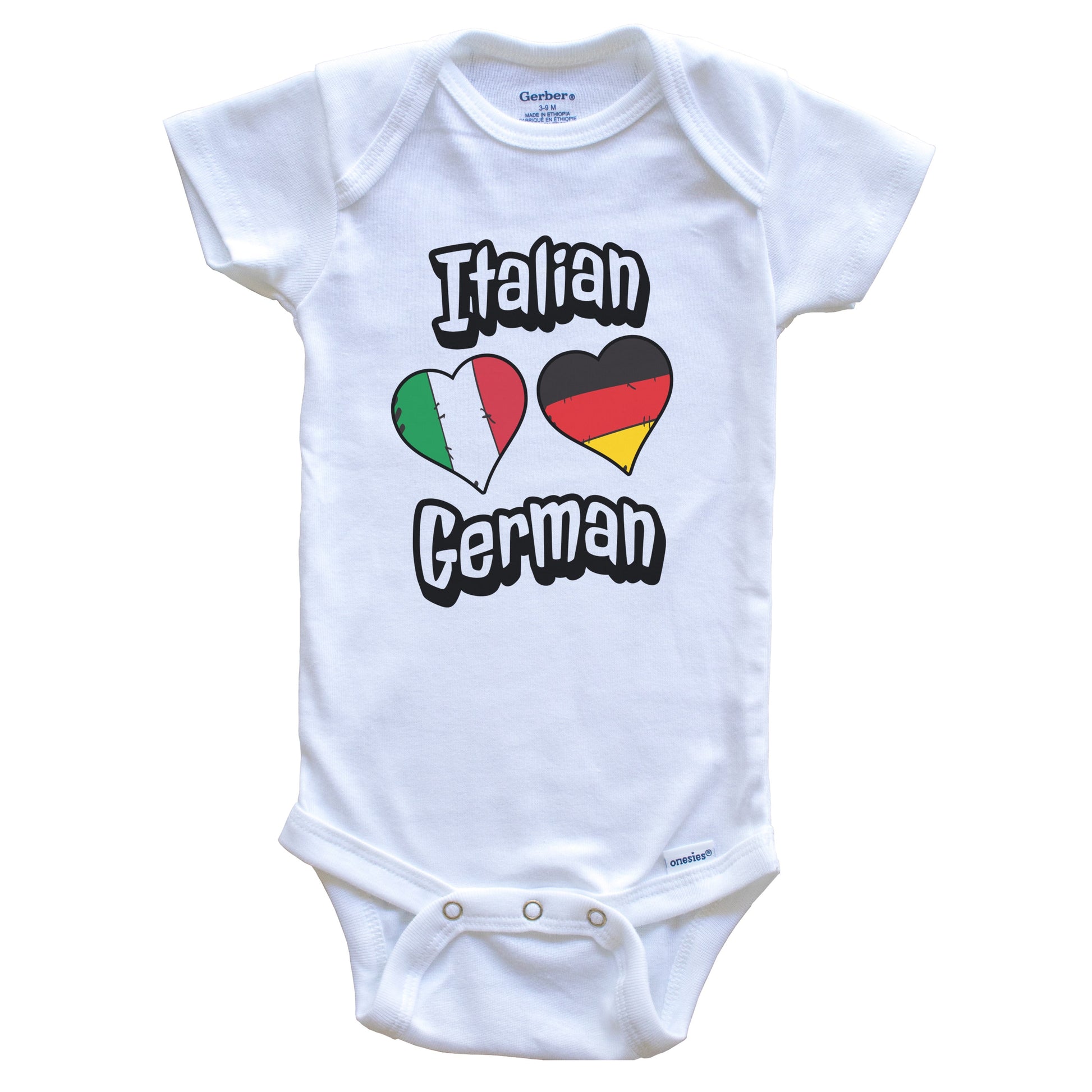 Italian German Flag Heart Combo Italy Germany Baby Bodysuit