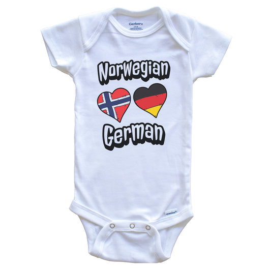 Norwegian German Flag Heart Combo Norway Germany Baby Bodysuit