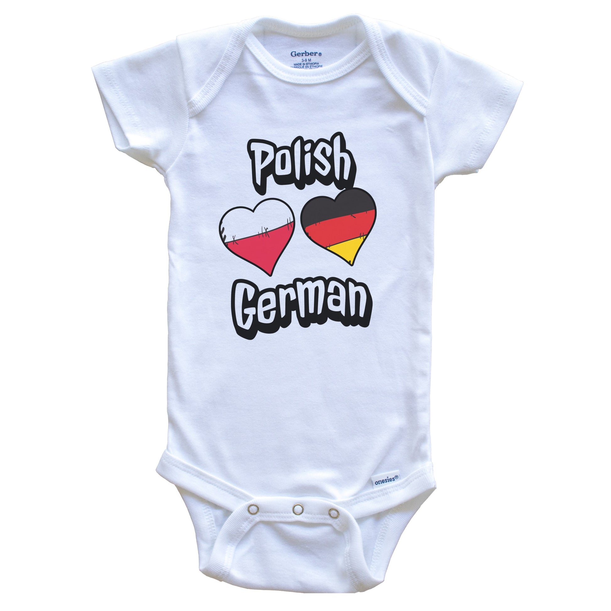 Polish German Flag Heart Combo Poland Germany Baby Bodysuit