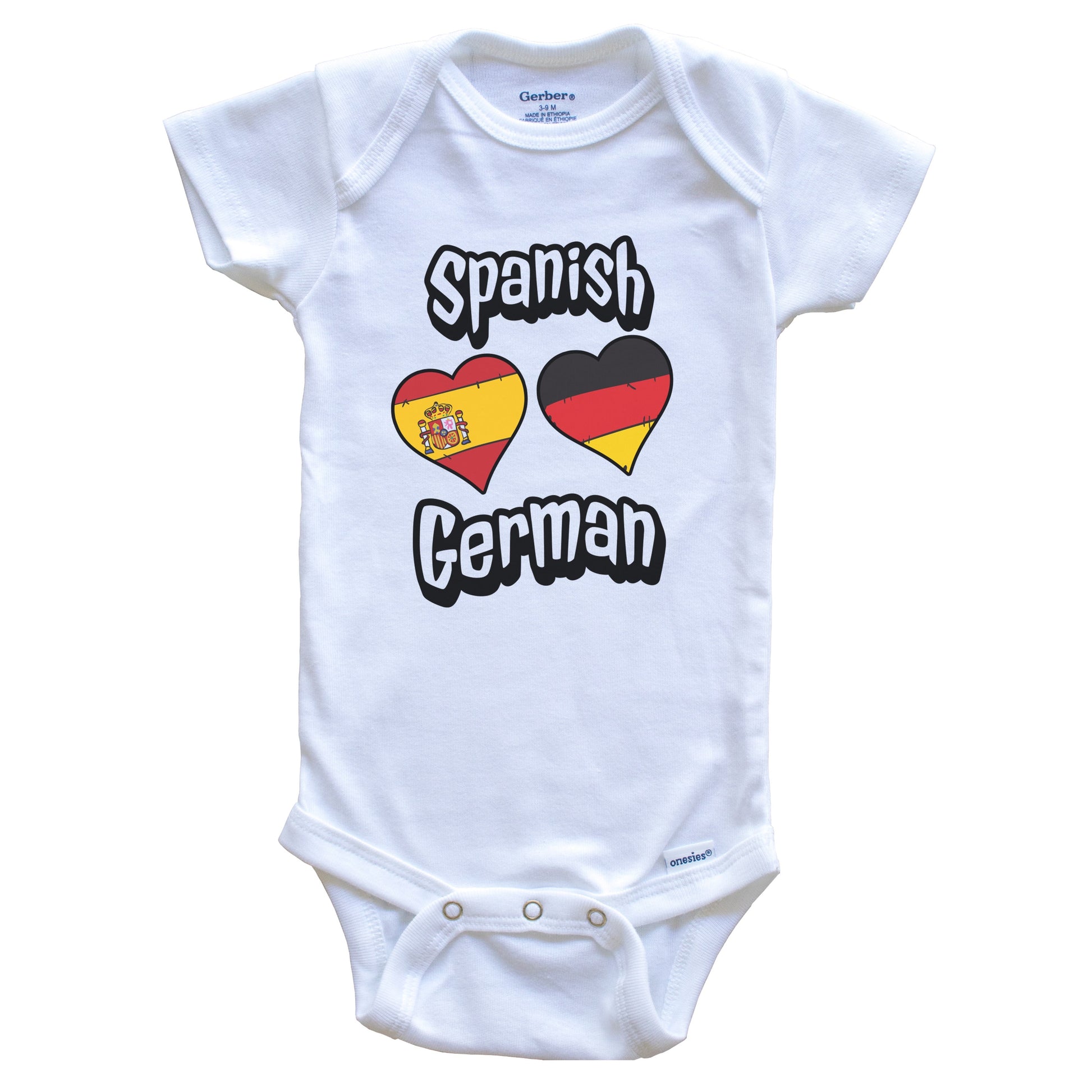 Spanish German Flag Heart Combo Spain Germany Baby Bodysuit