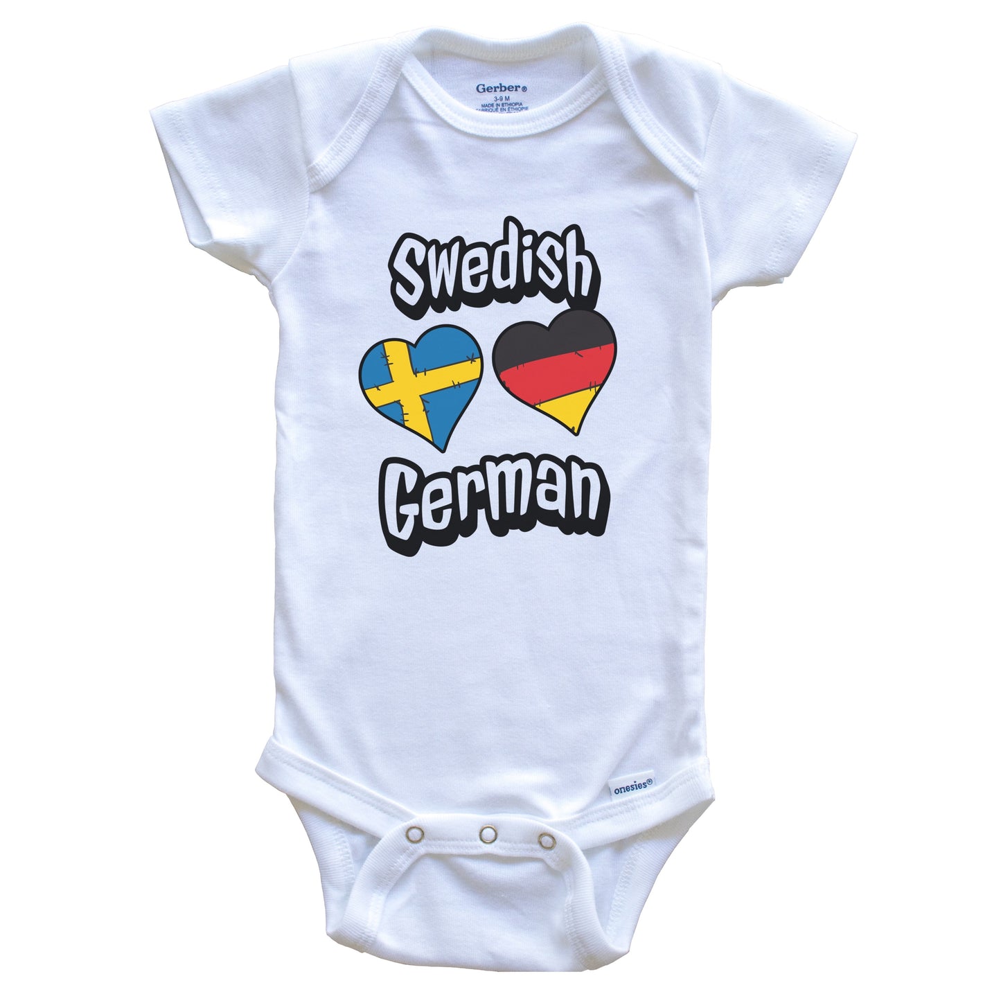 Swedish German Flag Heart Combo Sweden Germany Baby Bodysuit