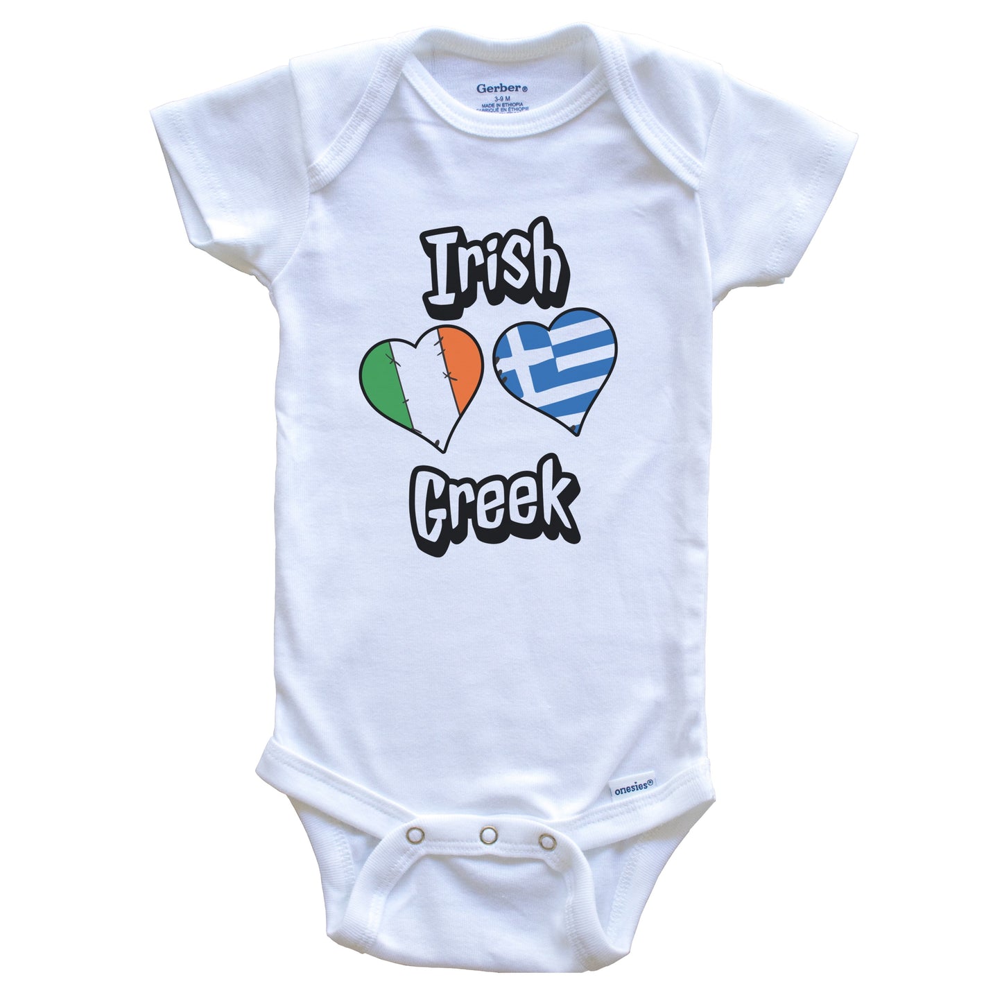 Irish Greek Flag Heart Combo Ireland Greece Baby Bodysuit