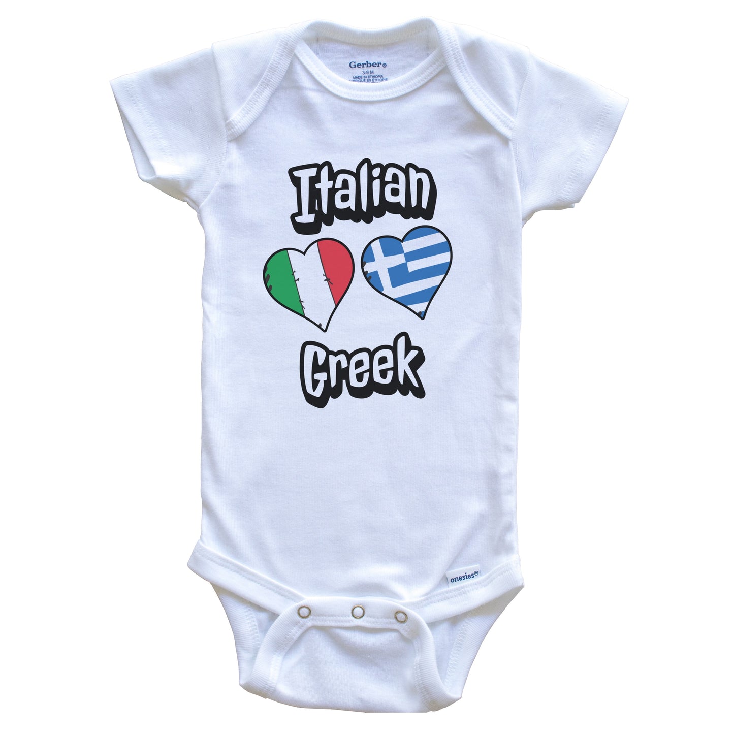 Italian Greek Flag Heart Combo Italy Greece Baby Bodysuit