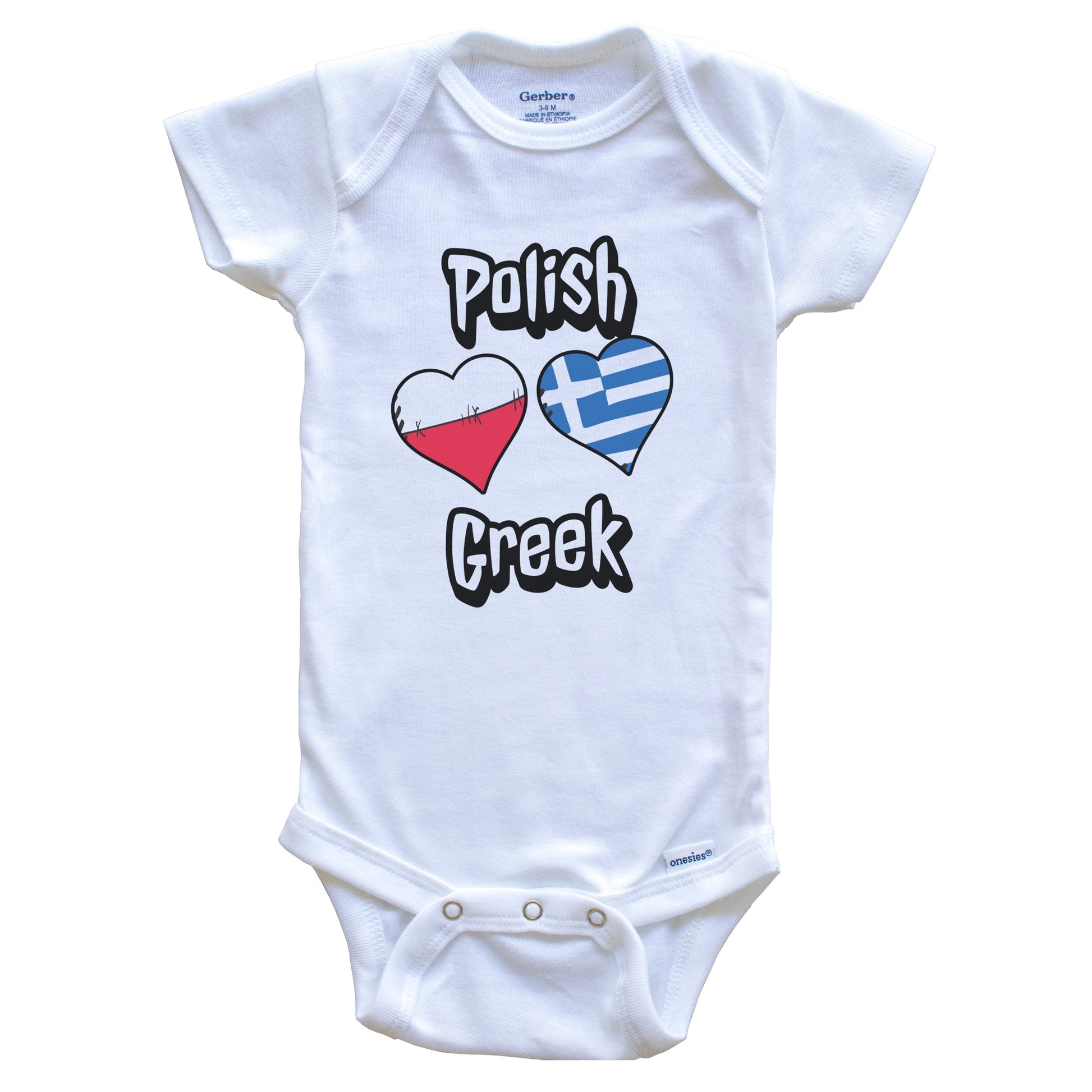 Polish Greek Flag Heart Combo Poland Greece Baby Bodysuit