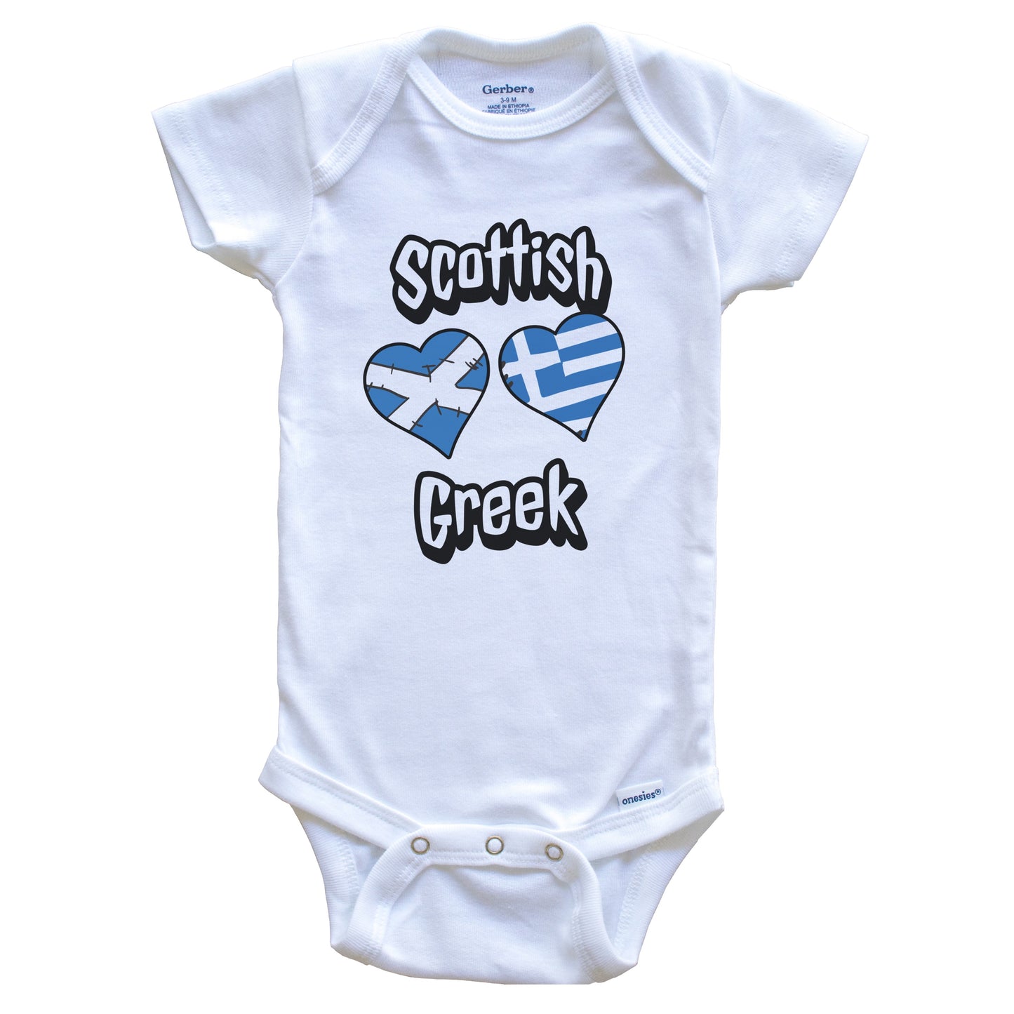 Scottish Greek Flag Heart Combo Scotland Greece Baby Bodysuit