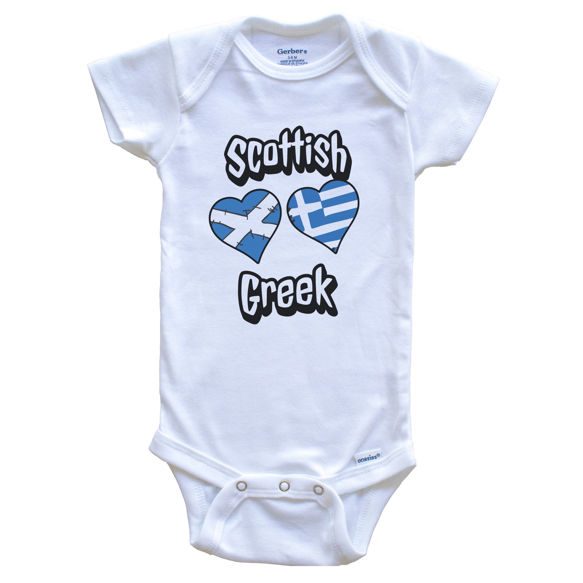 Scottish Greek Flag Heart Combo Scotland Greece Baby Bodysuit