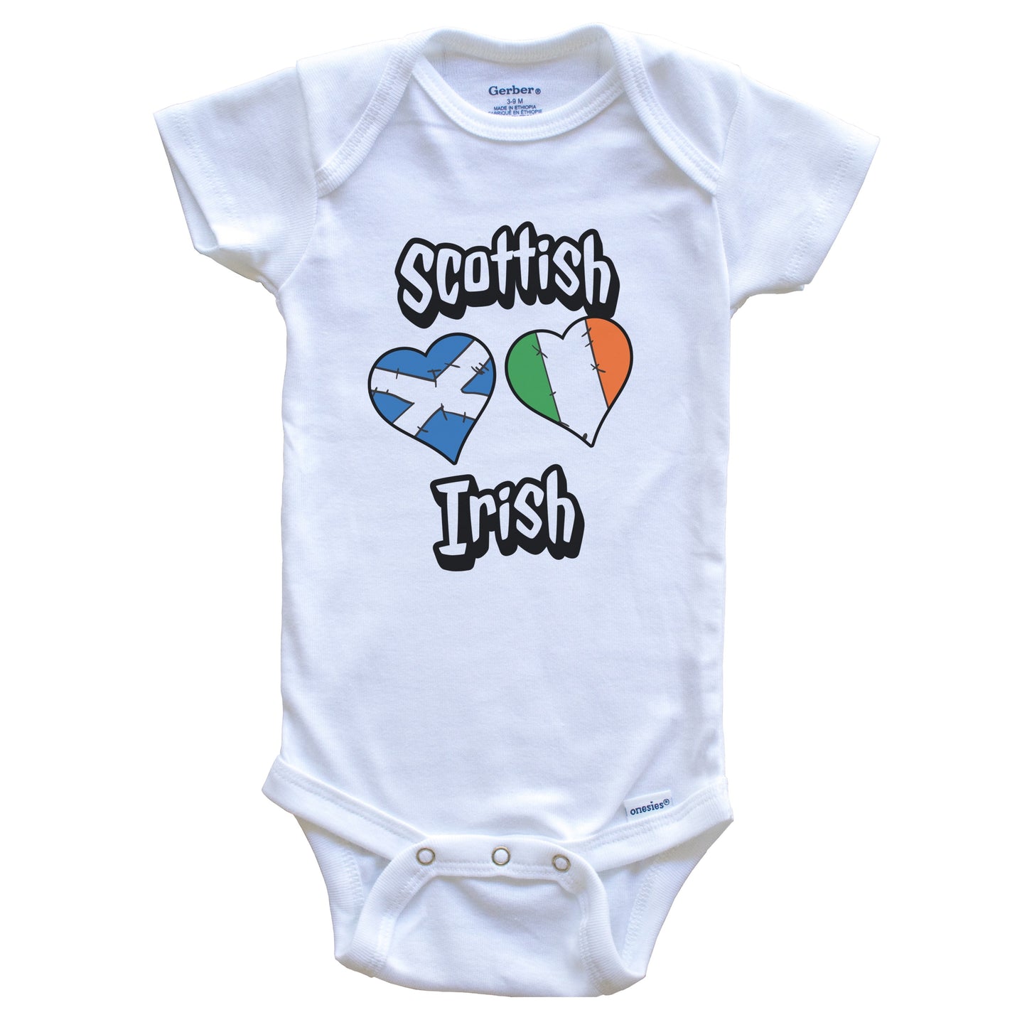 Scottish Irish Flag Heart Combo Scotland Ireland Baby Bodysuit