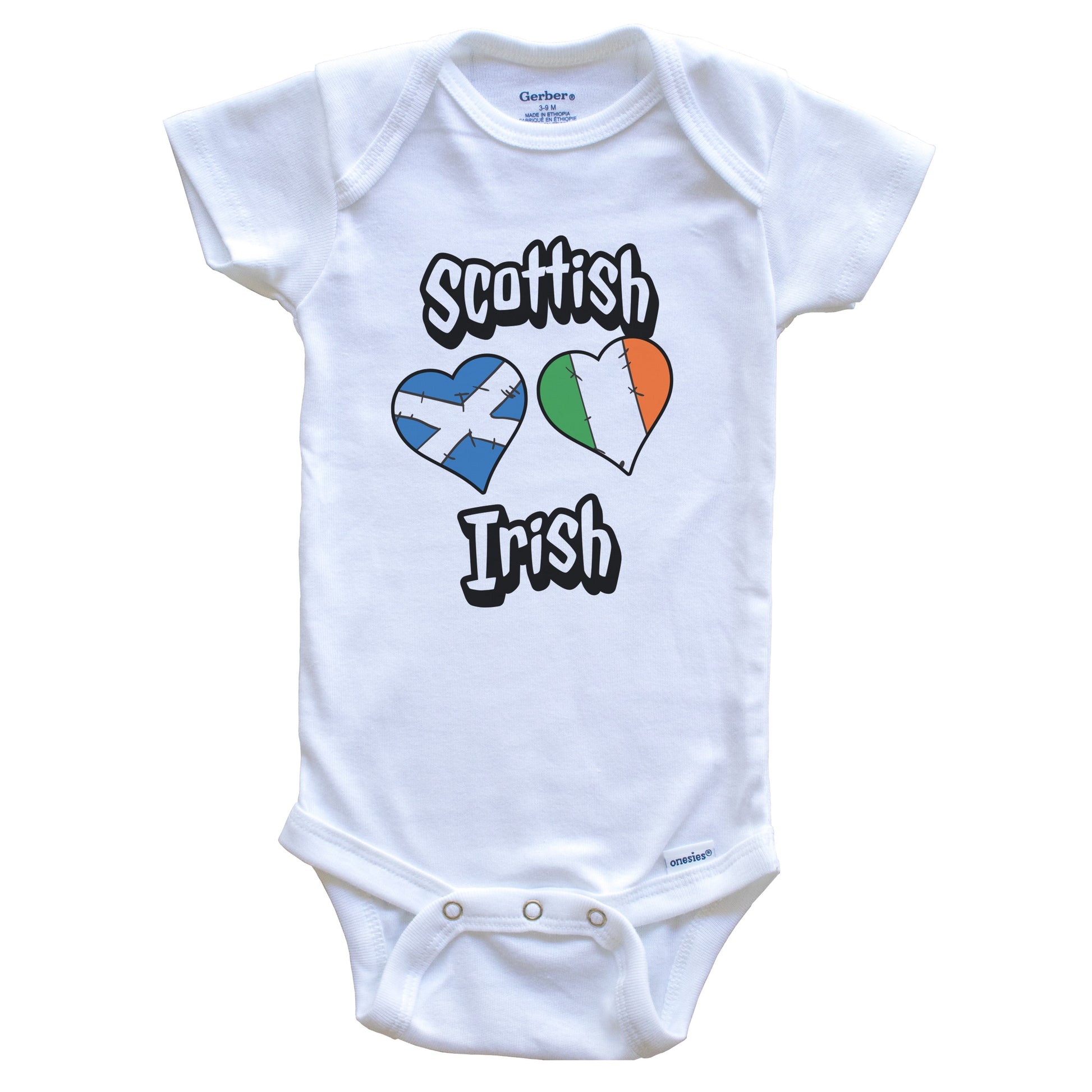 Scottish Irish Flag Heart Combo Scotland Ireland Baby Bodysuit