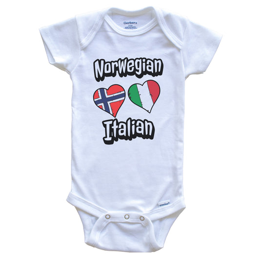 Norwegian Italian Flag Heart Combo Norway Italy Baby Bodysuit