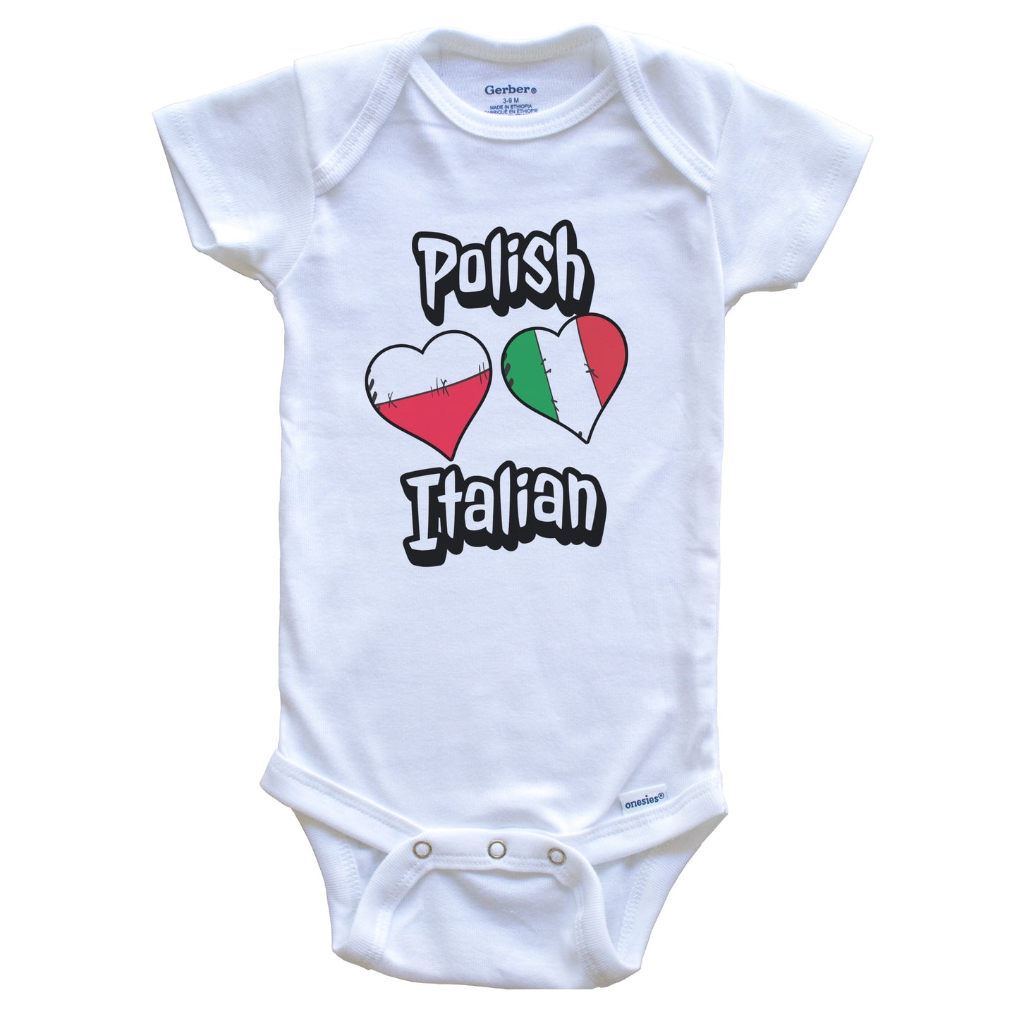 Polish Italian Flag Heart Combo Poland Italy Baby Bodysuit