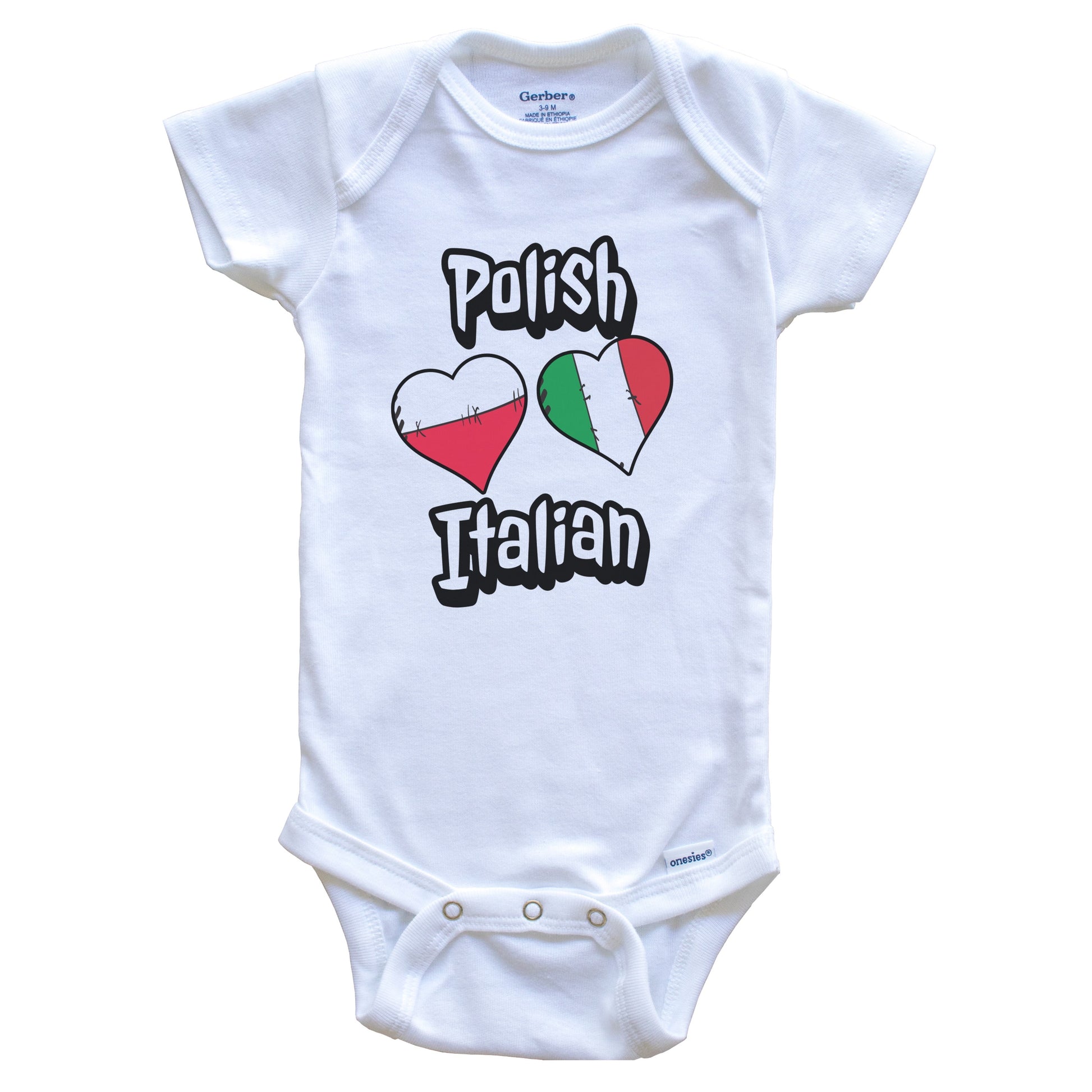 Polish Italian Flag Heart Combo Poland Italy Baby Bodysuit