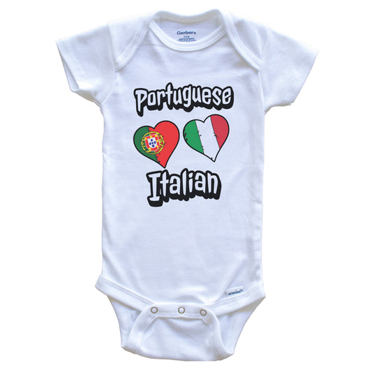 Portuguese Italian Flag Heart Combo Portugal Italy Baby Bodysuit