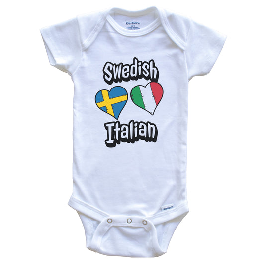 Swedish Italian Flag Heart Combo Sweden Italy Baby Bodysuit