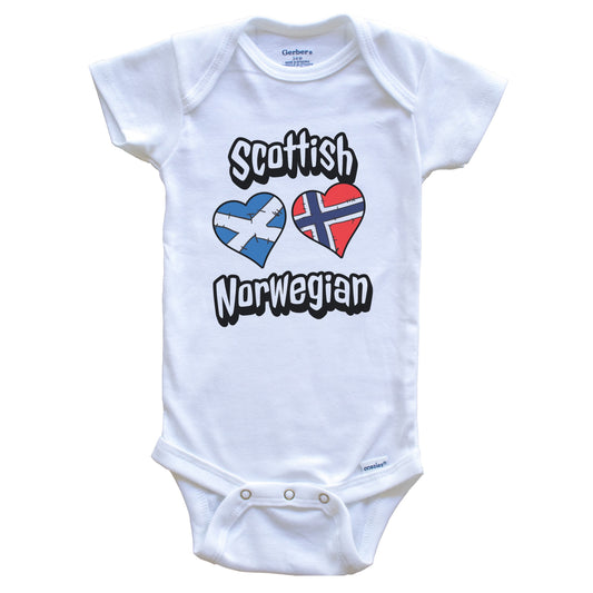 Scottish Norwegian Flag Heart Combo Scotland Norway Baby Bodysuit