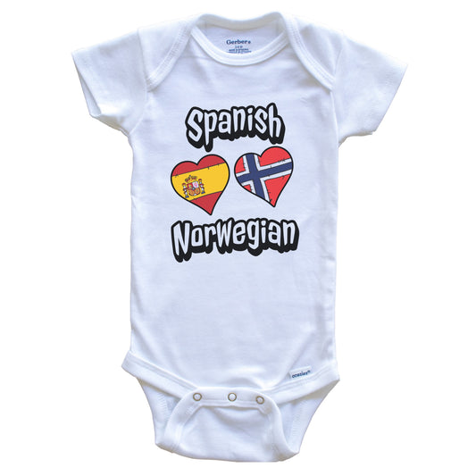Spanish Norwegian Flag Heart Combo Spain Norway Baby Bodysuit