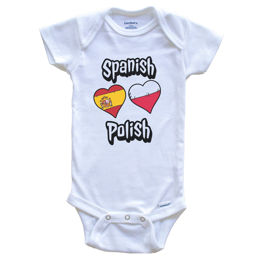 Spanish Polish Flag Heart Combo Spain Poland Baby Bodysuit