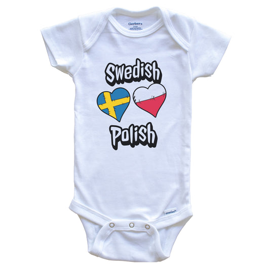Swedish Polish Flag Heart Combo Sweden Poland Baby Bodysuit