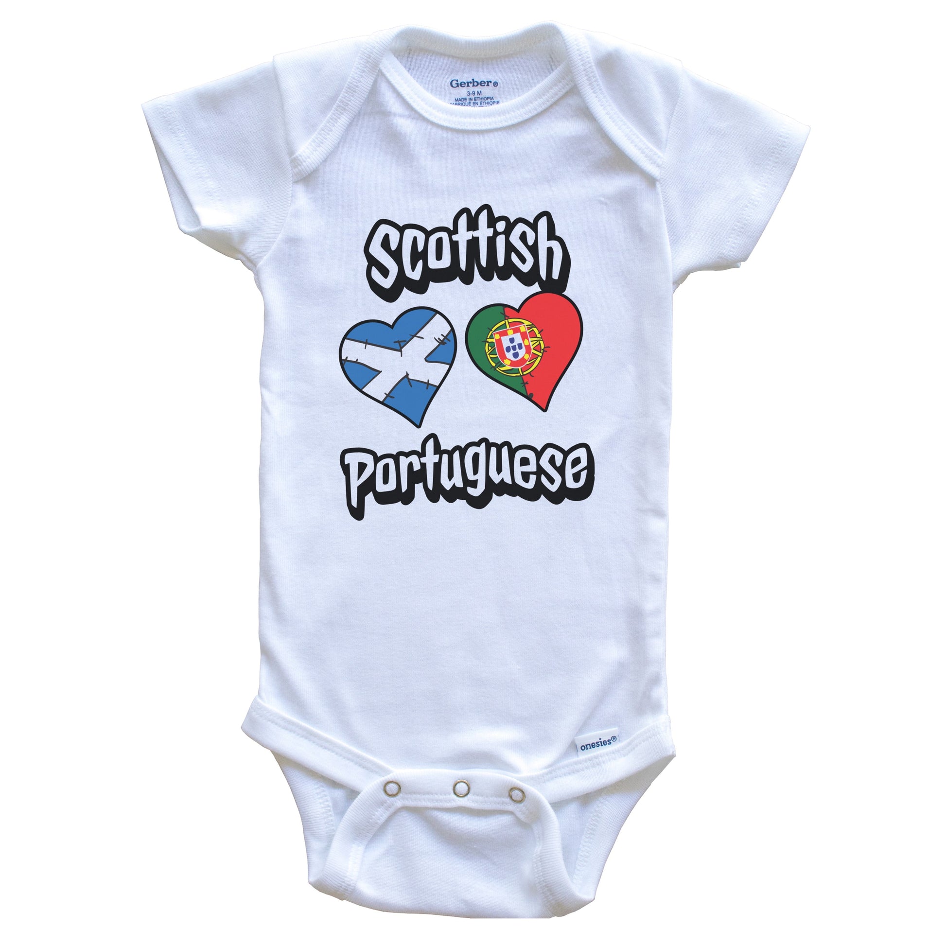 Scottish Portuguese Flag Heart Combo Scotland Portugal Baby Bodysuit