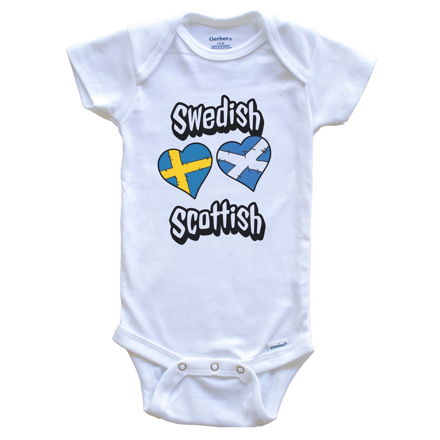 Swedish Scottish Flag Heart Combo Sweden Scotland Baby Bodysuit
