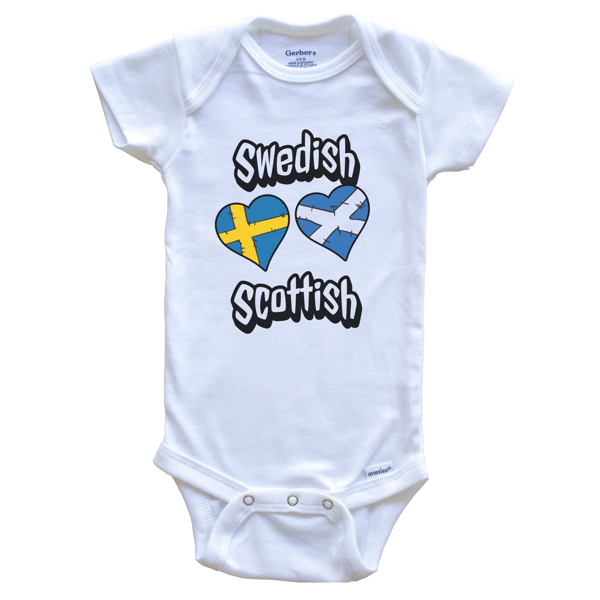 Swedish Scottish Flag Heart Combo Sweden Scotland Baby Bodysuit