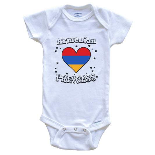 Armenian Princess Armenia Flag Heart Baby Girl Bodysuit