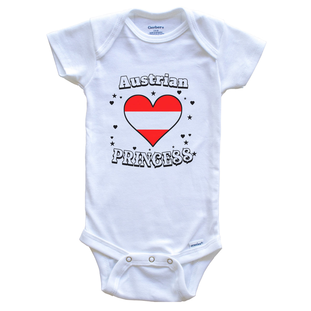 Austrian Princess Austria Flag Heart Baby Girl Bodysuit