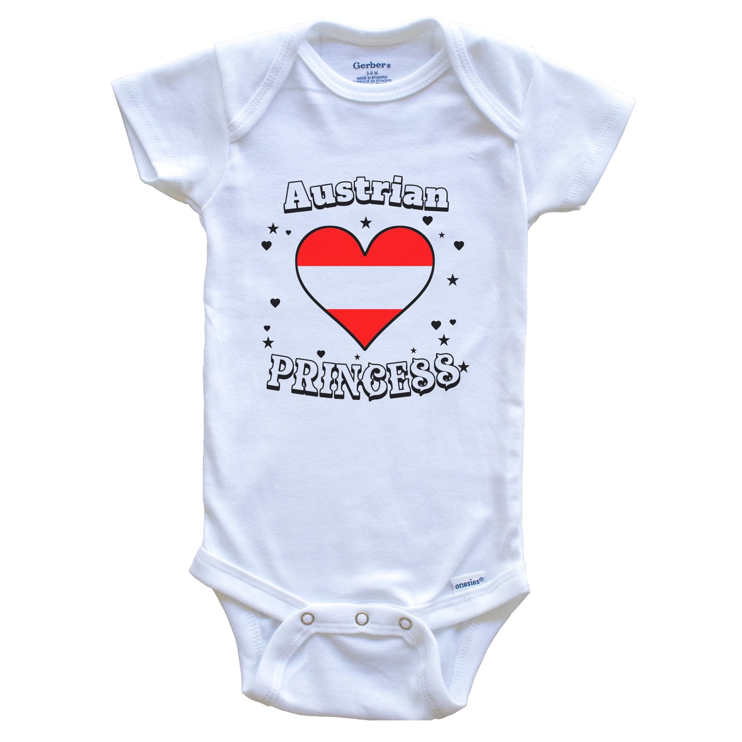 Austrian Princess Austria Flag Heart Baby Girl Bodysuit