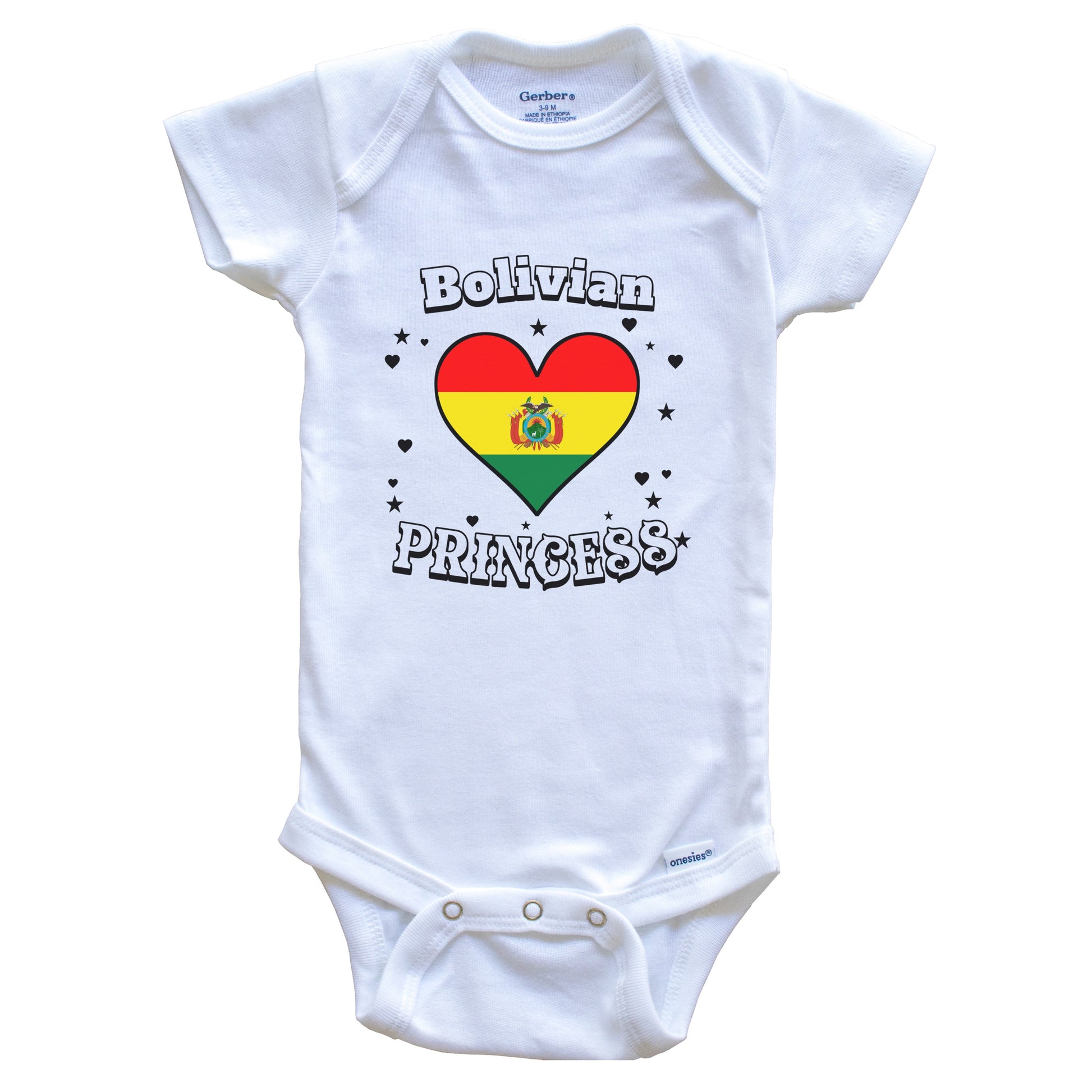 Bolivian Princess Bolivia Flag Heart Baby Girl Bodysuit