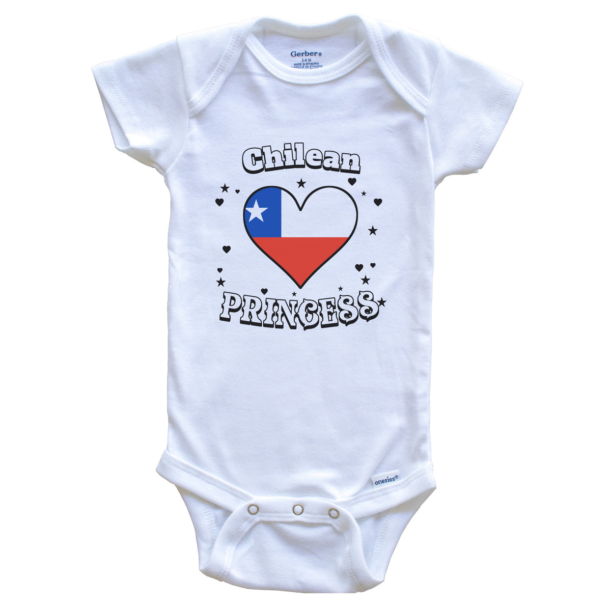 Chilean Princess Chile Flag Heart Baby Girl Bodysuit