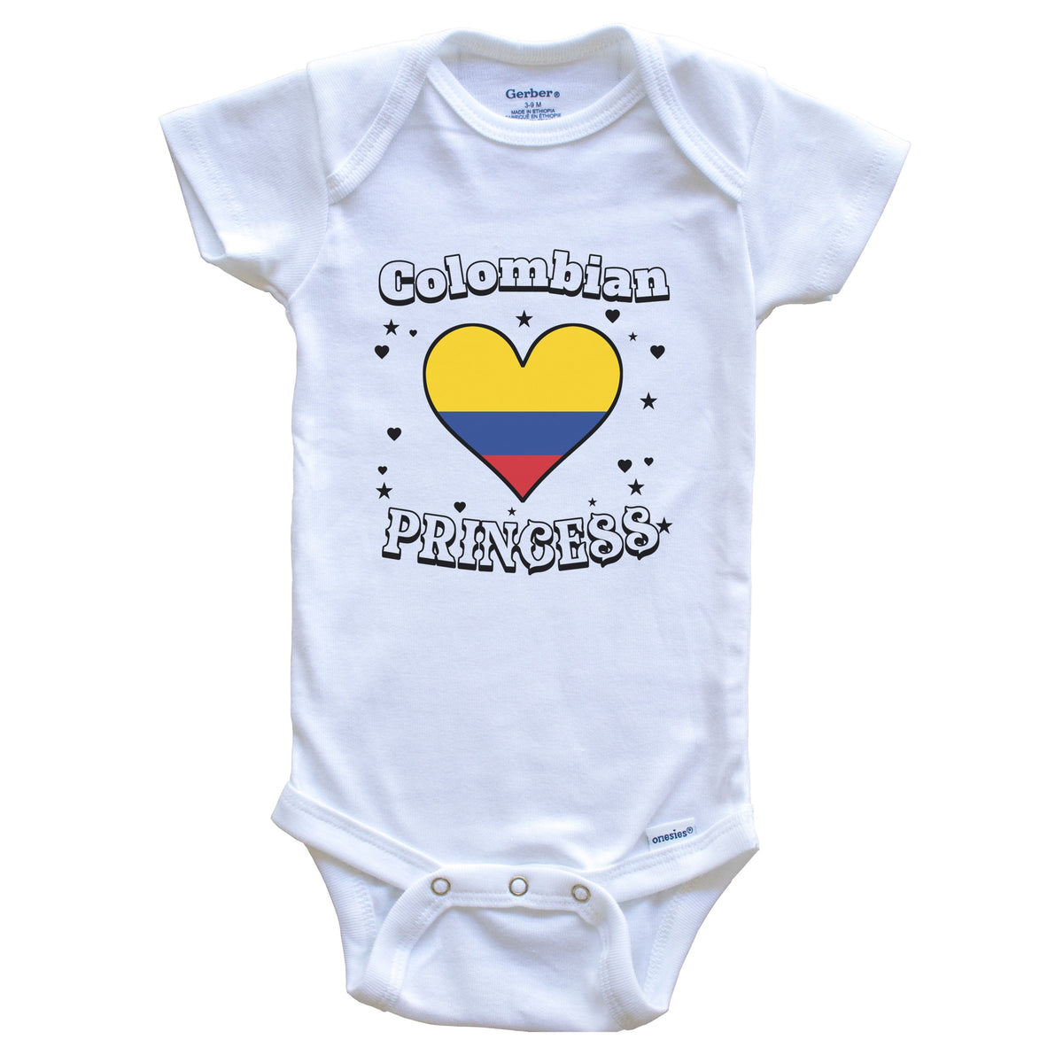 Colombian Princess Colombia Flag Heart Baby Girl Bodysuit