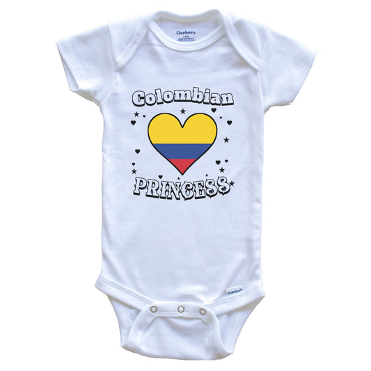 Colombian Princess Colombia Flag Heart Baby Girl Bodysuit